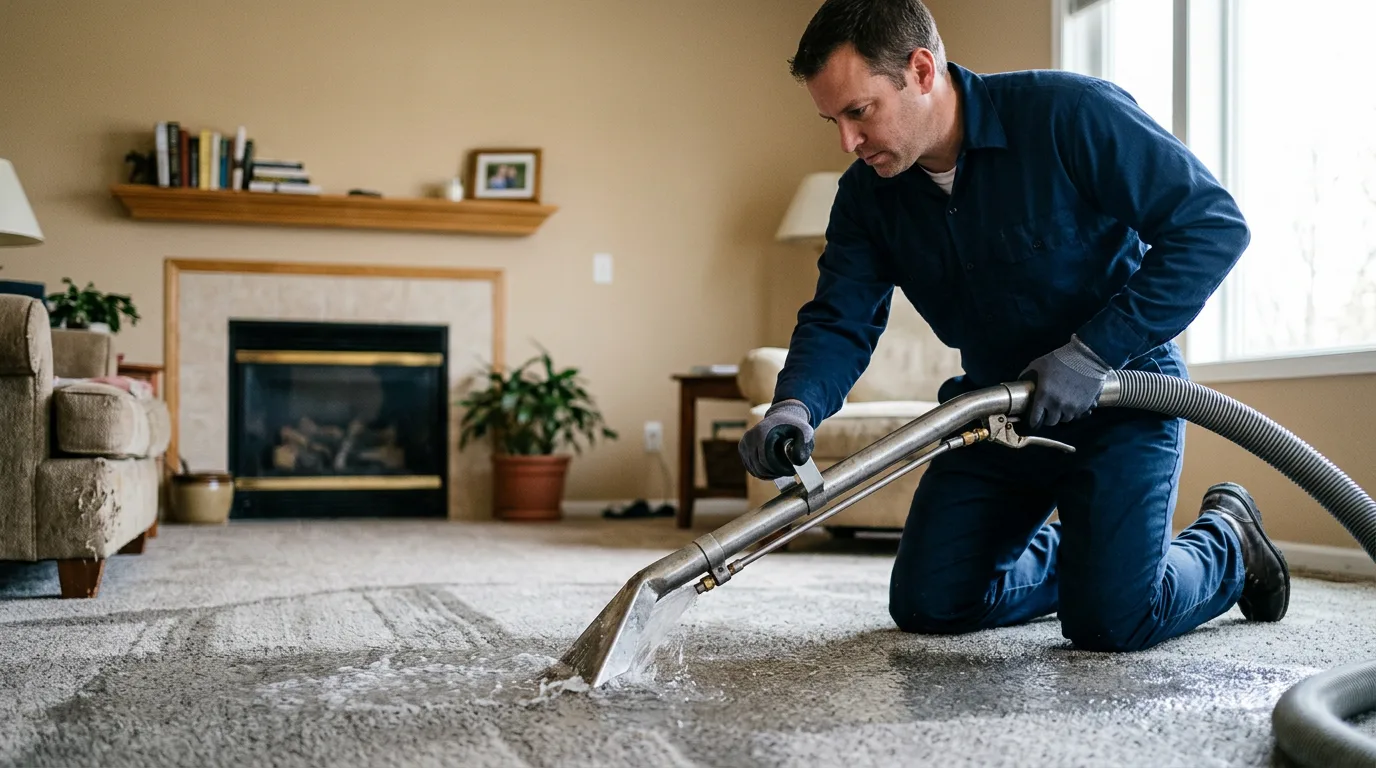 Water damage restoration technician working near Pearl, IL
